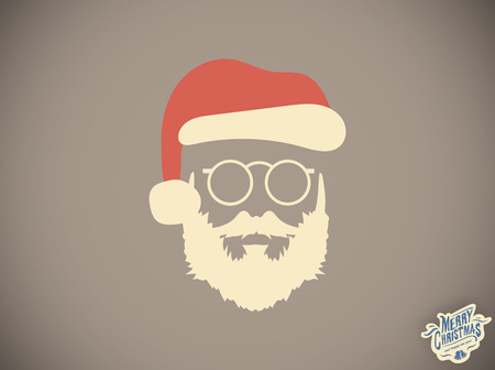 Merry christmas message with santa against grey background with vignetteの写真素材