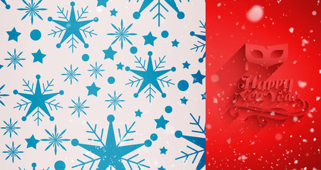 Snow falling against snowflake patternの写真素材