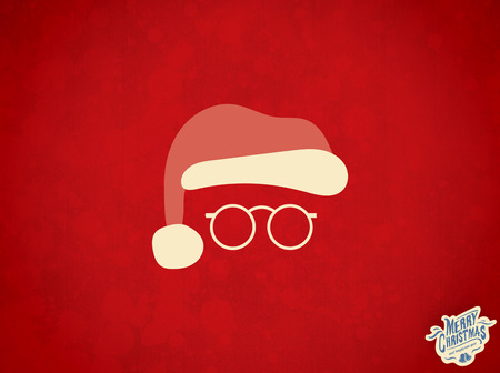 Merry christmas message with santa against red backgroundの写真素材