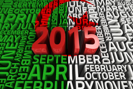 Algeria national flag against 2015 red