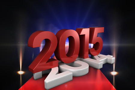 2014 and 2015 against cool nightlife lightsの写真素材