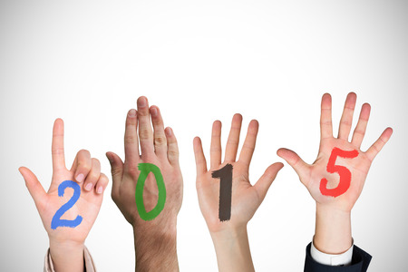 Hands against white background with vignetteの写真素材