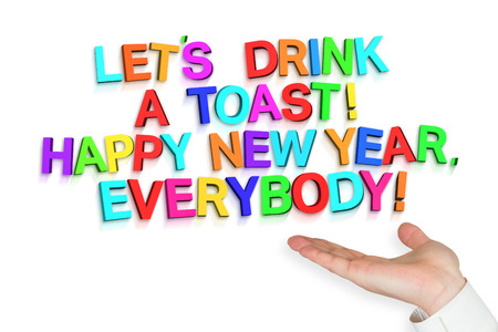 Hand presenting against new year greeting
