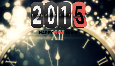 Happy new year 2015 against black and gold new year graphicの写真素材