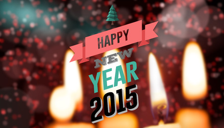 Happy new year against candle burning against festive background