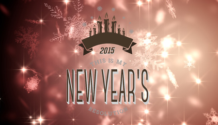 New years resolution against snowflake design shimmering on red