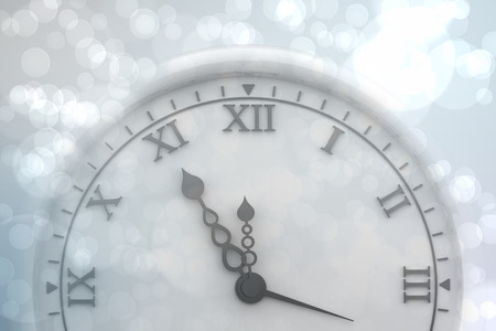 Clock against light glowing dots design pattern