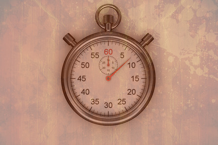 timing stopwatch against brown paint splashed surfaceの写真素材