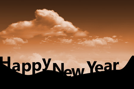 Happy new Year against cloudy skyの写真素材