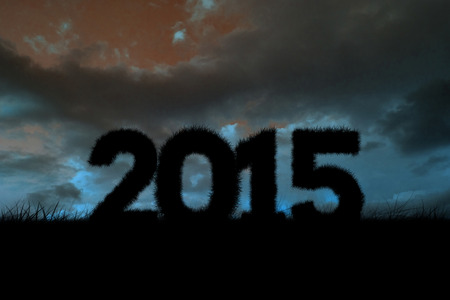 2015 against blue sky over grassの写真素材