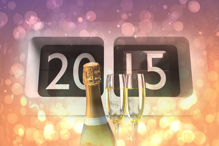 2015 alarm clock against sparkling wine