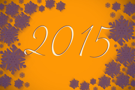 2015 against purple snowflake design on orangeの写真素材