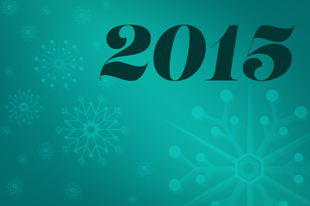 2015 against green snowflake backgroundの写真素材