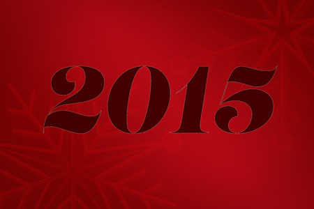 2015 against red snowflake backgroundの写真素材