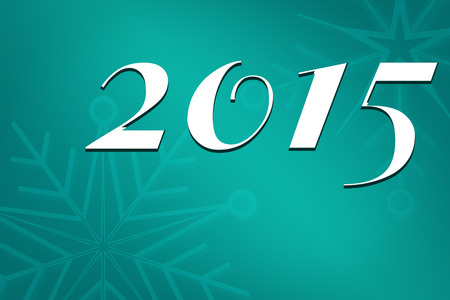 2015 against green snowflake backgroundの写真素材