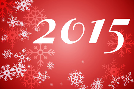 2015 against red snow flake pattern designの写真素材