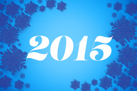 2015 against blue snowflake design frame patternredの写真素材