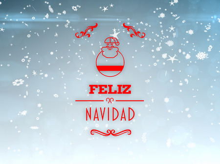 Feliz navidad banner against blue design with snowflakesの写真素材