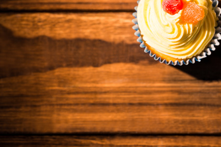 Delicious cupcakes on a table shot in studioの写真素材