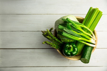 Green vegetables on table shot in studioの写真素材