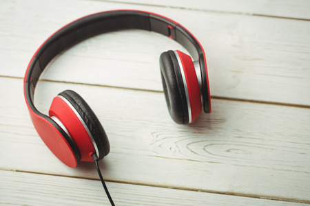 View of a desk with headphones