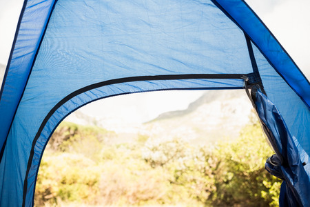 Landscape from the viewpoint of a tent in the natureの写真素材