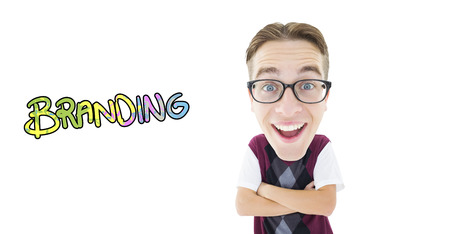 Geeky businessman  against branding