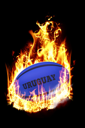 Uruguay rugby ball against smokeの写真素材