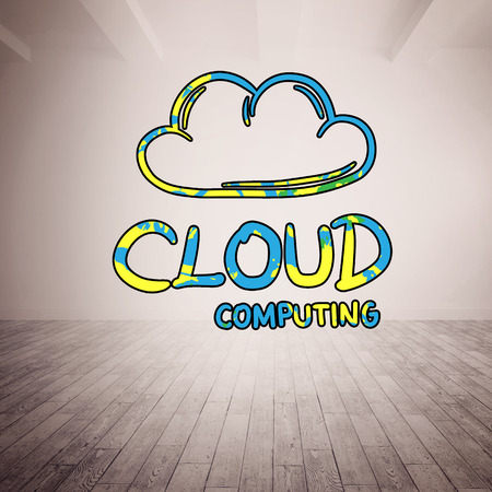 cloud computing against bright white roomの写真素材