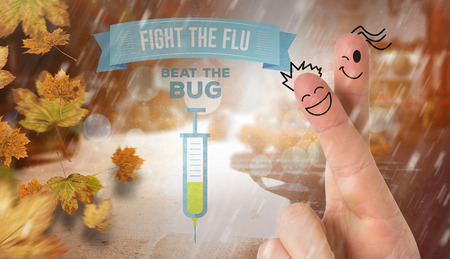 Fingers smiling against blurry new york streetの写真素材