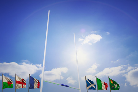 Rugby pitch against rugby pitchの写真素材