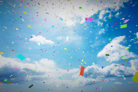 Flying colours against blue skyの写真素材