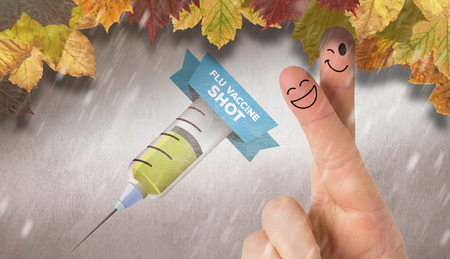 Fingers smiling against white and grey backgroundの写真素材