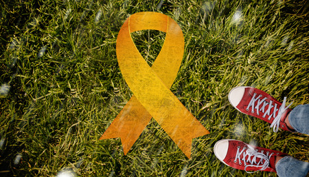Casual shoes against grass background