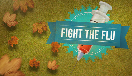 Autumn leaves pattern against green backgroundの写真素材