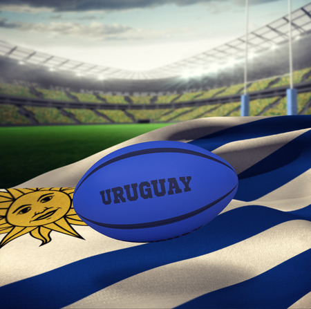 Uruguay rugby ball against rugby stadiumの写真素材