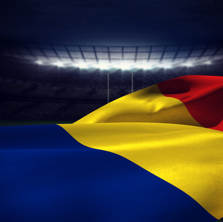 Flag of Romania against rugby stadiumの写真素材