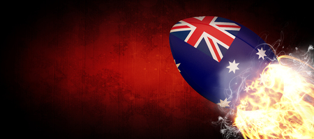 australia rugby ball against dark backgroundの写真素材