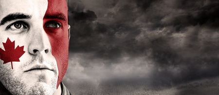 Canada rugby player against blue skyの写真素材