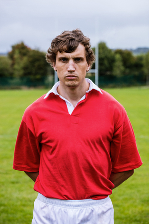 Tough rugby player ready to play at the parkの写真素材