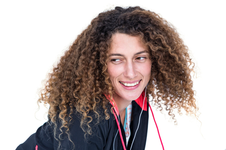 Close-up of beautiful young woman against white backgroundの写真素材