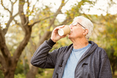 Senior man in the park on an autumns day