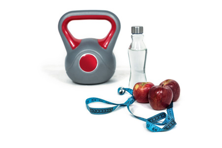 Ingredients for a healthy lifestyle on white background