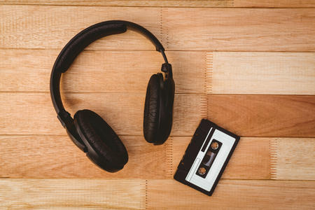 Close up view of business stuff on wood deskの写真素材