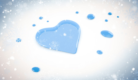 Snow against heart paint splashの写真素材
