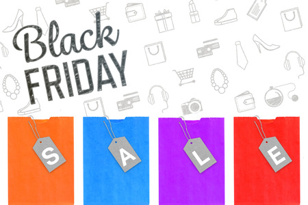 Black friday advert against white background with vignetteの写真素材