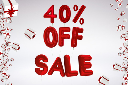 Balloons spelling sale against grey backgroundの写真素材