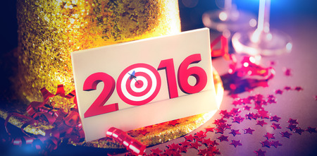 Digital composite of Table at new years eve celebrationの写真素材