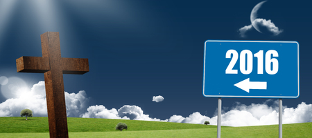 Blue billboard against white room with opened windowsの写真素材