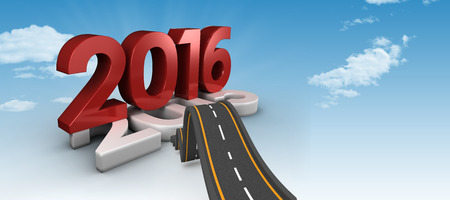 Bumpy road against blue skyの写真素材